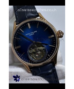 Patek Philippe Japanese Tourbillon Rose Gold Blue Dial Japanese Replica Watch 