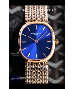 Patek Philippe Golden Ellipse 5738/1R-001 Rose Gold Blue Dial Super Clone Watch 