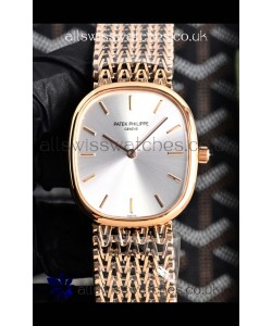 Patek Philippe Golden Ellipse 5738/1R-001 Rose Gold Steel Dial Super Clone Watch 