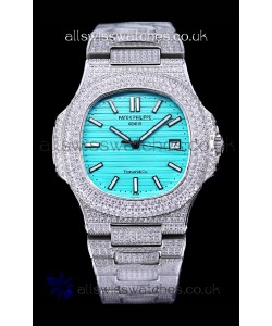 Patek Philippe Super Clone Nautilus 5711/1A Diamonds Paved Edition Tiffany Blue Dial