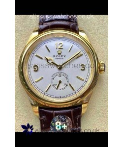 Rolex 1908 Perpetual in Yellow Gold Casing White Dial Swiss Replica Watch 