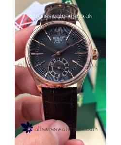 Rolex Super Clone Cellini 50525 Black Guilloche Dial Rose Gold Super Clone Watch 