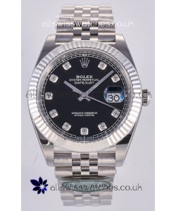 Datejust Super Clone 126334 Black Diamonds Dial 41MM FREE SPRUNG MVMNT 3235 Watch 