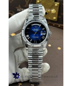 Rolex Day Date 228236 Stainless Steel Blue Ombre Roman Dial Super Clone Watch 