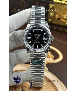 Rolex Day Date 228236 Stainless Steel Black Crystal Dial Super Clone Watch 