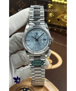 Rolex Day Date 228236 Stainless Steel ICE Blue Crystal Dial Super Clone Watch 