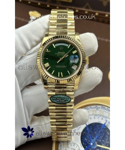 Rolex Day Date 228238 Yellow Gold Green Roman Dial Super Clone Watch 