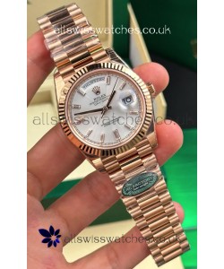 Rolex Day Date 228236 Rose Gold Sunburst Steel Dial Super Clone Watch 
