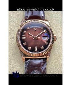 Rolex Day Date 128235 Rose Gold Brown Ombre Dial Super Clone Watch 