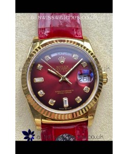 Rolex Day Date 128238 Yellow Gold Red Ombre Diamonds Dial Super Clone Watch 