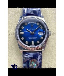 Rolex Day Date 128236 Stainless Steel Blue Ombre Diamonds Dial Super Clone Watch 