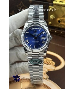 Rolex Day Date 228236 Stainless Steel Blue Roman Dial Super Clone Watch 