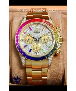 Rolex Daytona 116568 Rose Gold Moissanites Paved Dial Super Clone Watch 