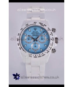 Rolex Daytona AET White Ceramic Blue Dial 4130 Movment Super Clone Watch 