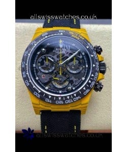 Rolex Daytona Yellow TPT Casing Skeleton Dial Nylon Strap Super Clone Watch 