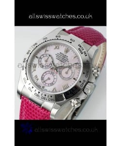 Rolex Daytona 116519 Stainless Steel Pink Pearl Leather Strap Super Clone Watch