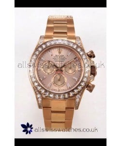 Rolex Daytona 126595 FREE SPRUNG MVMT Rose Gold Dial Super Clone Watch 