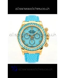 Rolex Daytona 116568 Yellow Gold 4801 Movement Sapphires Blue Dial Super Clone Watch 