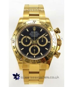 Rolex Daytona 126508 Yellow Gold Black Dial FREE SPRUNG MVMT Super Clone Watch 