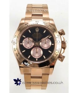 Rolex Daytona 126505 Rose Gold Black Dial FREE SPRUNG MVMT Super Clone Watch 