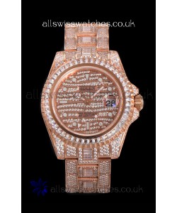 Rolex GMT Masters II Iced Out Dial/Casing Rose Gold Super Clone Watch